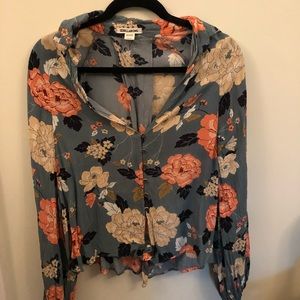 Floral printed Billabong long sleeve front tie